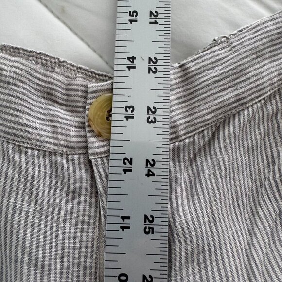Soft Surroundings Gray Striped Wide Leg Linen Cropped Pants Size Large Lagenlook - Picture 11 of 15
